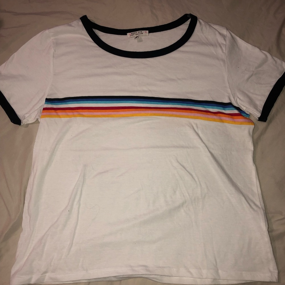 Short Sleeve top with rainbow stripe